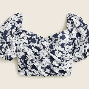 J. Crew puff sleeve organic cotton cropped top in magnolia floral sz xxl